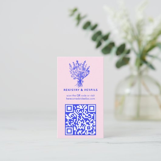 Wildblume Bouquet Rustic Whimsical QR Code Bridal Begleitkarte (Stehend Vorderseite)