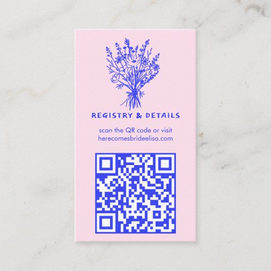 Wildblume Bouquet Rustic Whimsical QR Code Bridal Begleitkarte (Vorderseite)