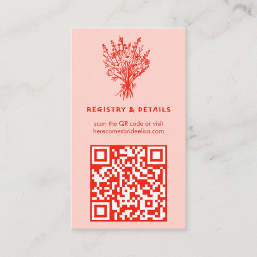Wildblume Bouquet Rustic Whimsical QR Code Bridal Begleitkarte (Vorderseite)