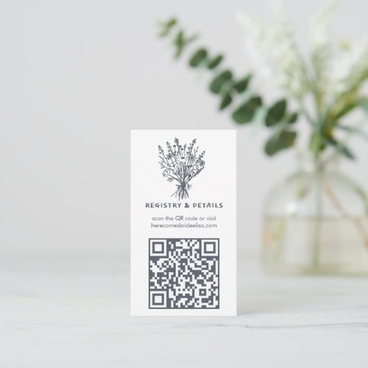 Wildblume Bouquet Rustic Whimsical QR Code Bridal Begleitkarte (Stehend Vorderseite)