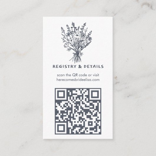 Wildblume Bouquet Rustic Whimsical QR Code Bridal Begleitkarte (Vorderseite)