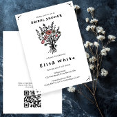 Wildblume Bouquet Rustic Whimsical QR Code Bridal Einladung