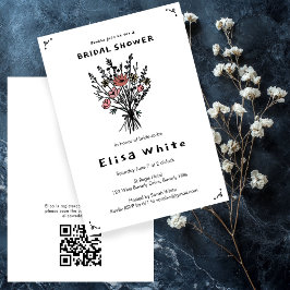 Wildblume Bouquet Rustic Whimsical QR Code Bridal Einladung