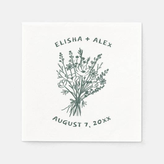 Wildblume Bouquet Rustikale Whimsical Wedding Bloo Serviette (Vorderseite)