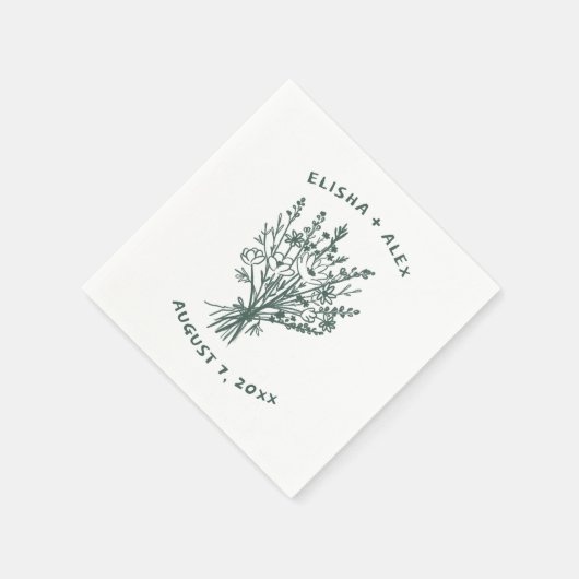 Wildblume Bouquet Rustikale Whimsical Wedding Bloo Serviette (Ecke)