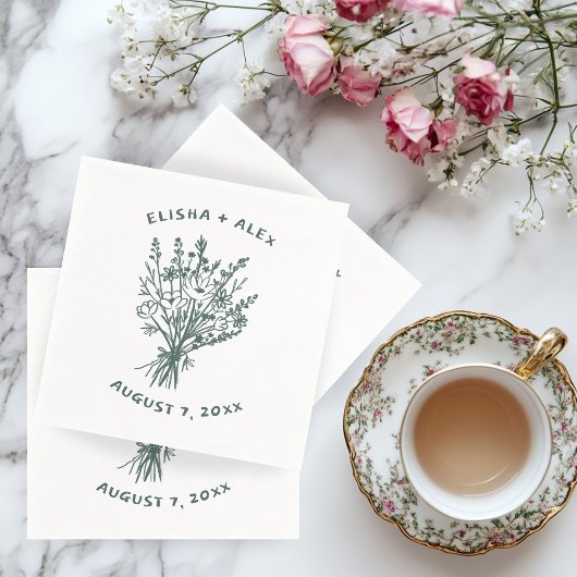 Wildblume Bouquet Rustikale Whimsical Wedding Bloo Serviette