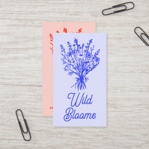 Wildblume Bouquet Rustikaler Minimal Blumenblau Ro Visitenkarte
