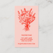 Wildblume Bouquet Rustikaler Minimal Blumenblau Ro Visitenkarte (Rückseite)