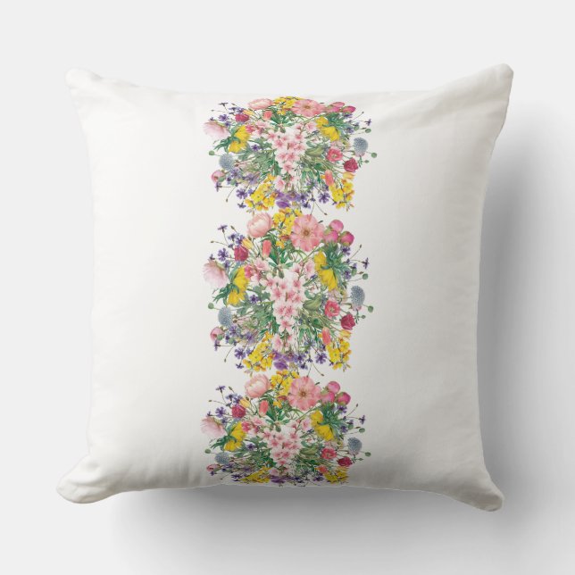 Wildblume Bouquet Throw Kissen (Vorderseite)