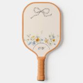 Wildblume Bow Floral Beige Initialen Monogramm Pickleball Schläger (Rückseite)