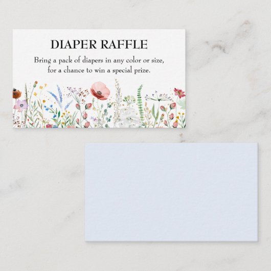 Wildblume Boy Baby Duschdusche Windeln Raffel Begleitkarte (Vorne/Hinten)