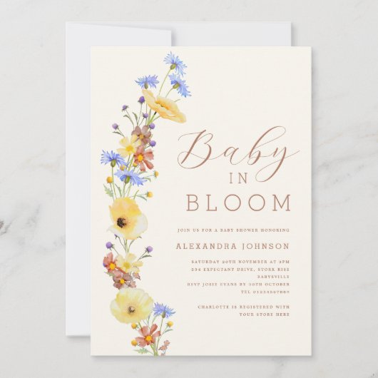 Wildblume Boy Baby Dusche Einladung (Vorderseite)