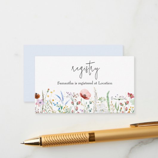 Wildblume Boy Baby Showregister Begleitkarte (Vorderseite/Rückseite Beispiel)