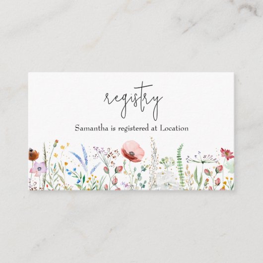 Wildblume Boy Baby Showregister Begleitkarte (Vorderseite)