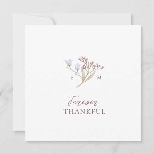 Wildblume braune Hochzeit im Herbst Foto QR-Code L Dankeskarte (Vorderseite)