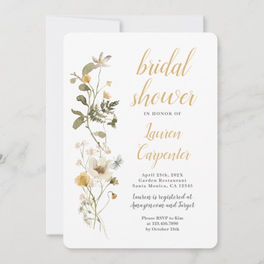 Wildblume Brautdusche Einladung (Vorderseite)