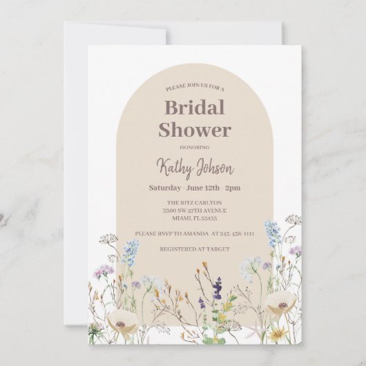 Wildblume Brautdusche Einladung (Vorderseite)