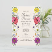 Wildblume Brautdusche Einladung (Stehend Vorderseite)