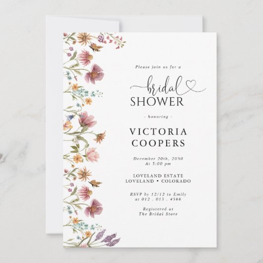 Wildblume Brautdusche Einladung (Vorderseite)