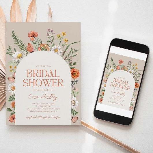 Wildblume Brautdusche Einladung