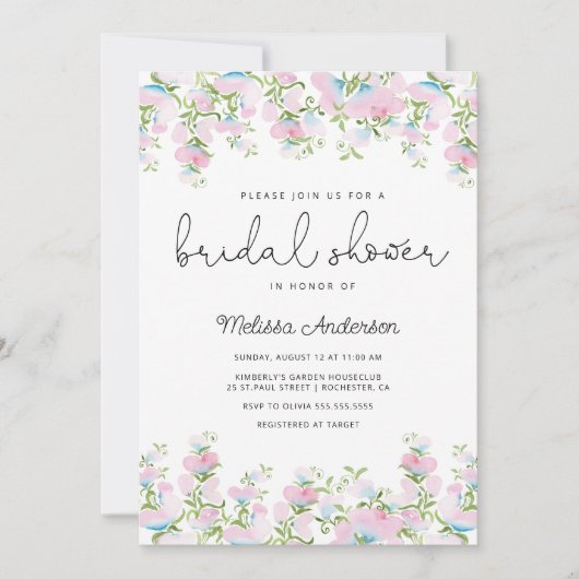 Wildblume Brautdusche Einladung (Vorderseite)