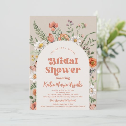 Wildblume Brautdusche Einladung (Stehend Vorderseite)