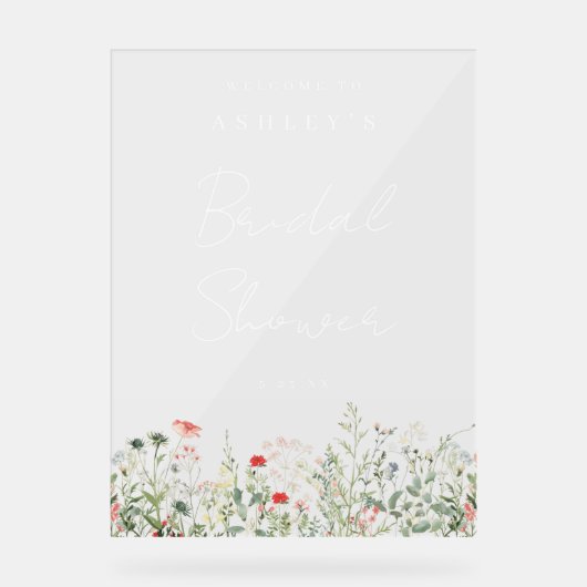 Wildblume Brautparty Acrylschild (Vorderseite)