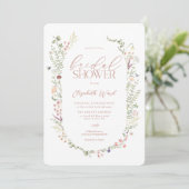Wildblume Brautparty Aquarelldusche Einladung (Stehend Vorderseite)