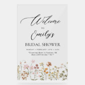 Wildblume Brautparty Begrüßung Unterschrift in Blo Acrylschild (Vorderseite)