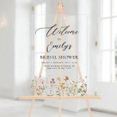 Wildblume Brautparty Begrüßung Unterschrift in Blo Acrylschild