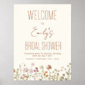 Wildblume Brautparty Begrüßung Unterschrift in Blo Poster (Vorne)