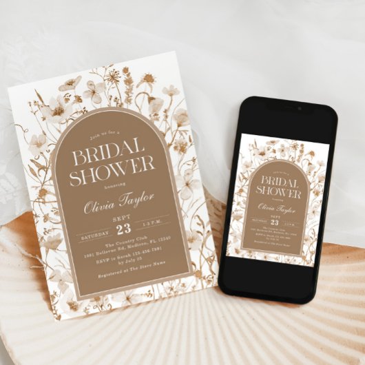 Wildblume Brautparty Beige Floral Einladung