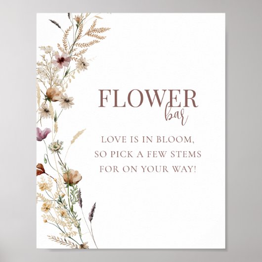 Wildblume Brautparty Blume Bar Poster (Vorne)