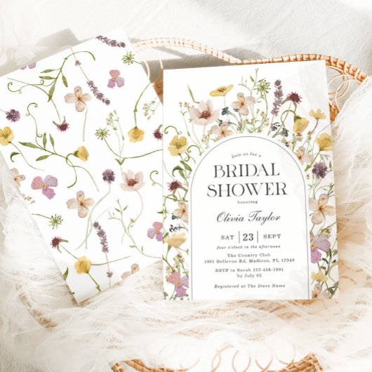 Wildblume Brautparty Blumenbogen Einladung