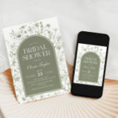 Wildblume Brautparty Blumenzange Grün Einladung