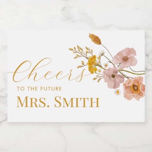 Wildblume Brautparty, Boho Blume Schaumweinetikett (Einzelnes Label)