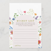 Wildblume Brautparty Bucket List Idee Hinweiskarte (Vorderseite)