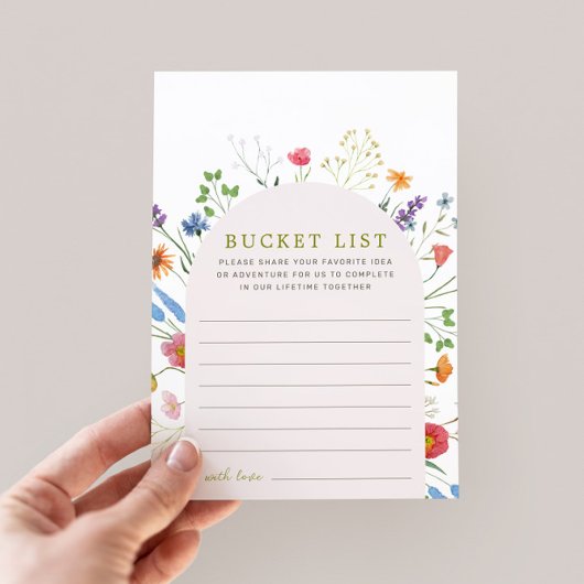 Wildblume Brautparty Bucket List Idee Hinweiskarte