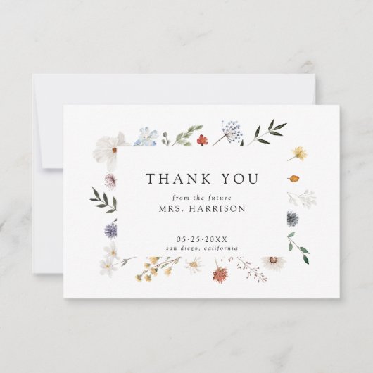 Wildblume Brautparty Danke Karte (Vorderseite)