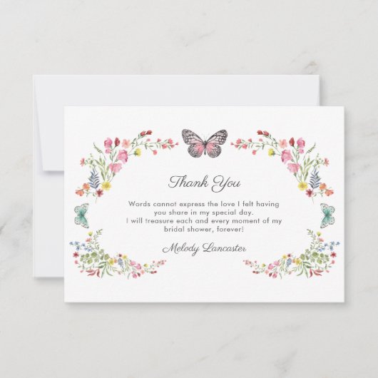 Wildblume-Brautparty Dankeskarte (Vorderseite)