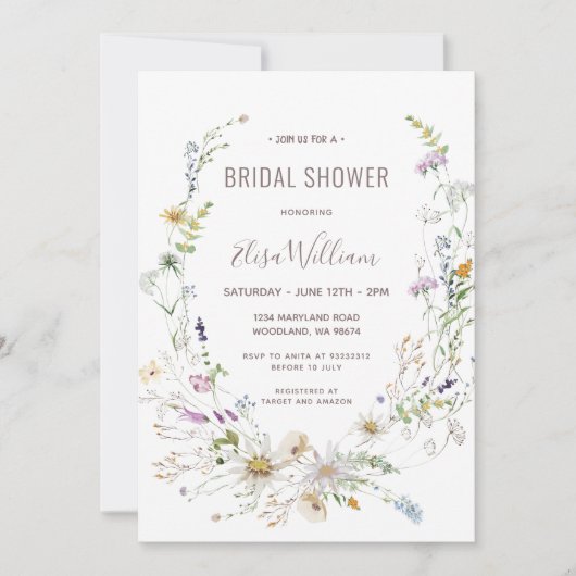 Wildblume Brautparty Einladung (Vorderseite)