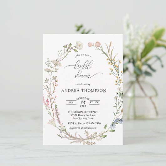 Wildblume Brautparty Einladung (Stehend Vorderseite)