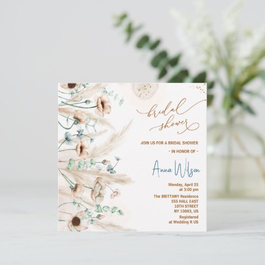 Wildblume-Brautparty Einladung (Stehend Vorderseite)