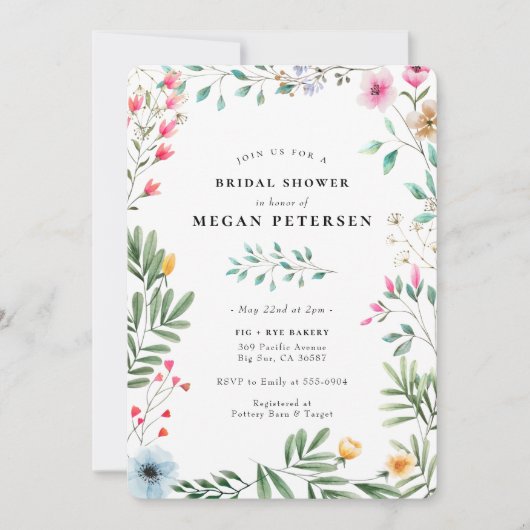 Wildblume Brautparty Einladung (Vorderseite)