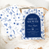 Wildblume Brautparty Floral Navy Blau Einladung