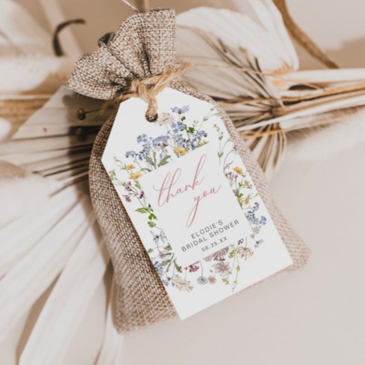 Wildblume Brautparty Gefallen Tag Danke Pink Geschenkanhänger