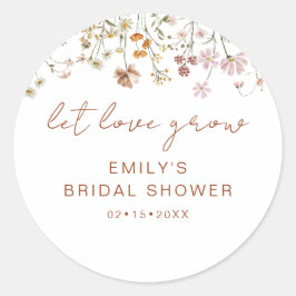 Wildblume Brautparty Gelassen Liebe wachsen Runder Aufkleber
