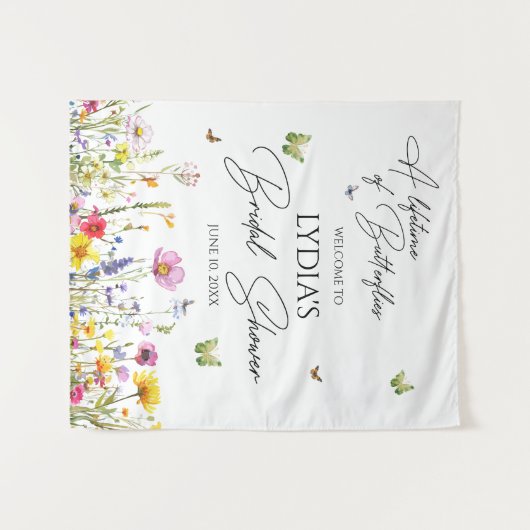 Wildblume Brautparty Hintergrund Wandteppich (Vorderseite (Horizontal))