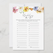 Wildblume Brautparty Hochzeit A-Z Game Card Einladung (Vorderseite)