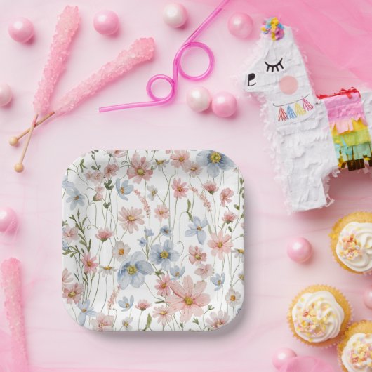 Wildblume Brautparty im Blumengarten Pappteller (Party)